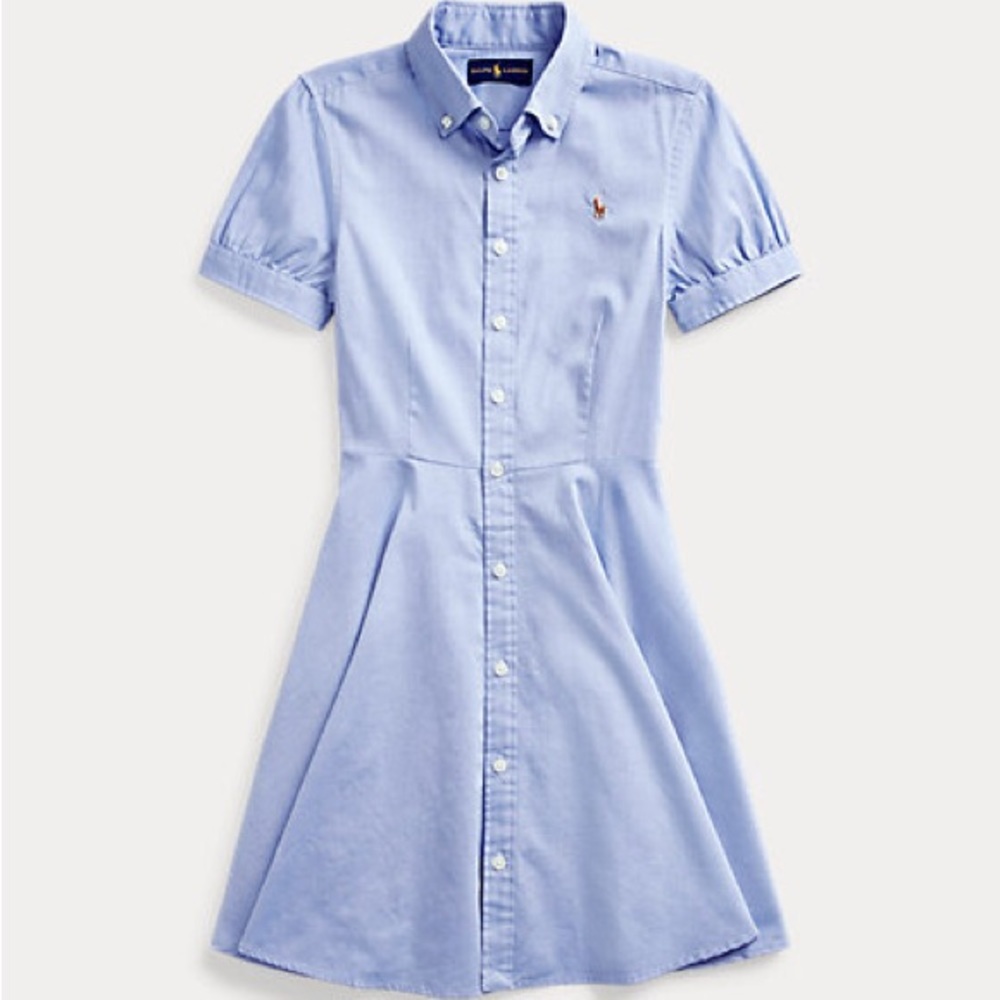 Blue Ralph Lauren Girls Cotton Oxford Shirtdress